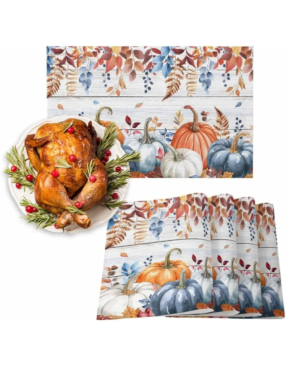 Autumn Pumpkin Placemats Set